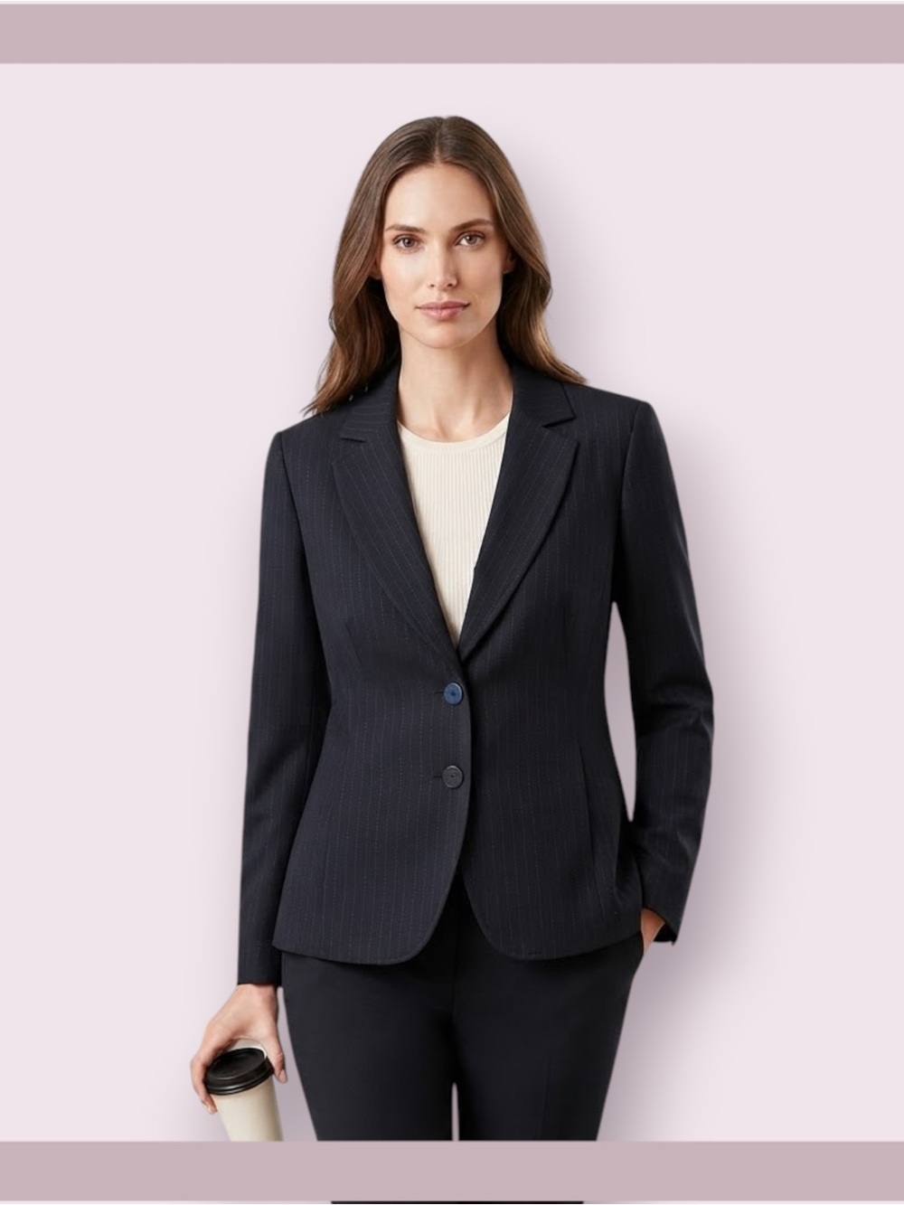 Santorelli Charcoal/Black Pinstripe Blazer